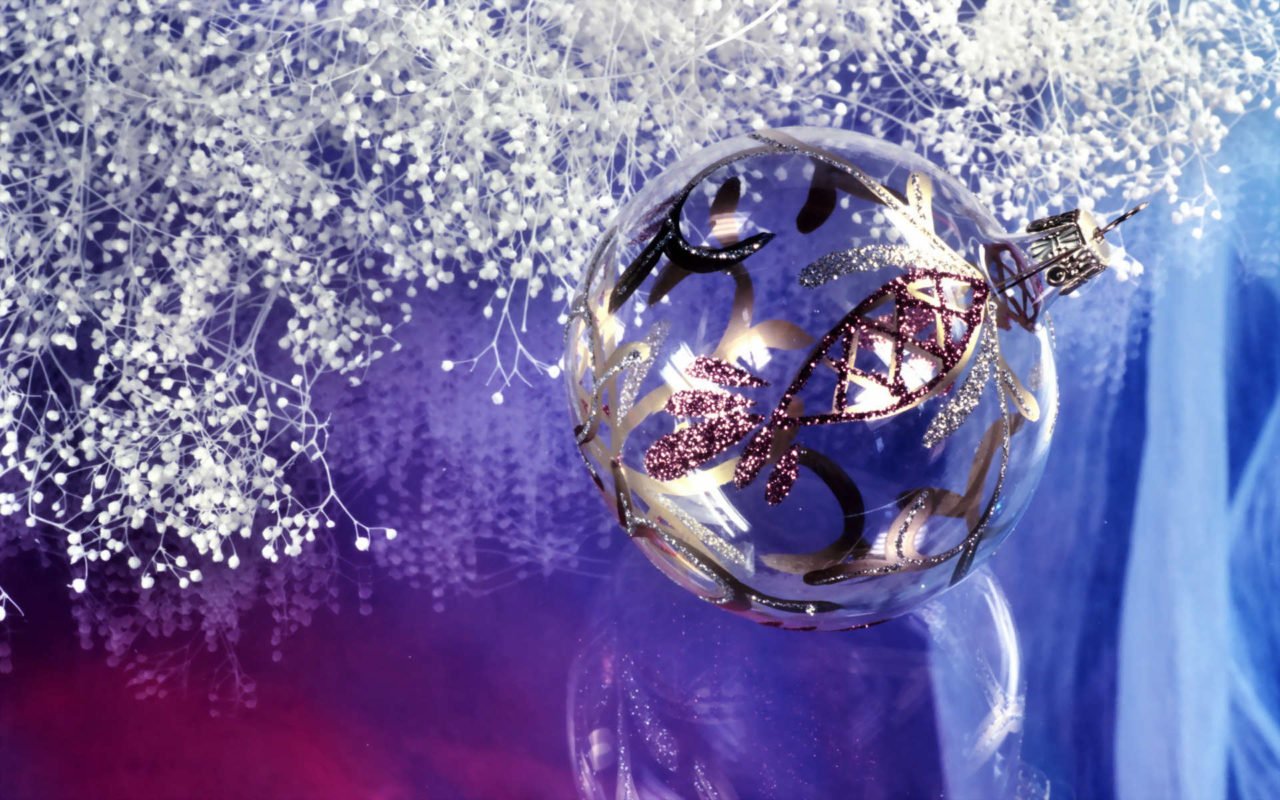 Clear Christmas Ball with Golden Sparkly Ornament